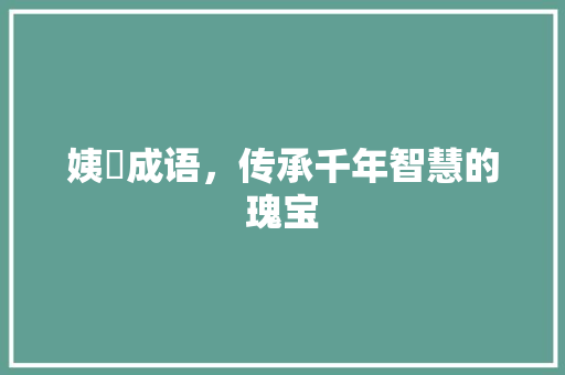 姨旳成语，传承千年智慧的瑰宝