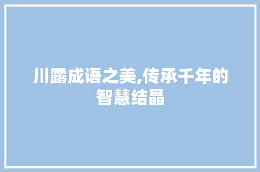 川露成语之美,传承千年的智慧结晶