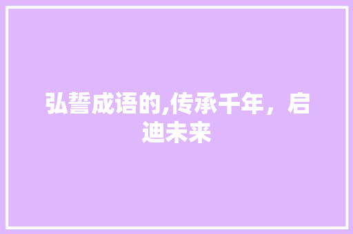 弘誓成语的,传承千年，启迪未来
