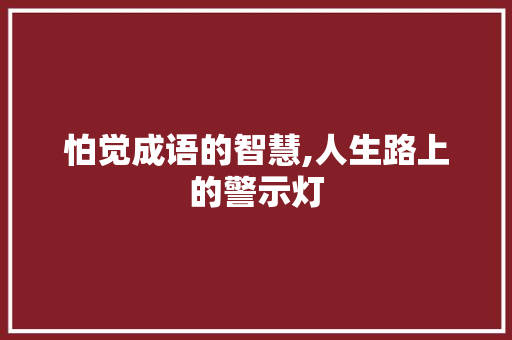 怕觉成语的智慧,人生路上的警示灯