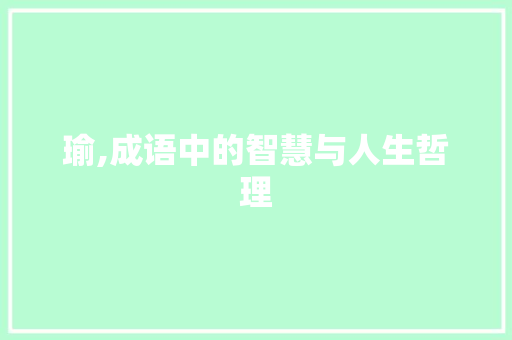 瑜,成语中的智慧与人生哲理