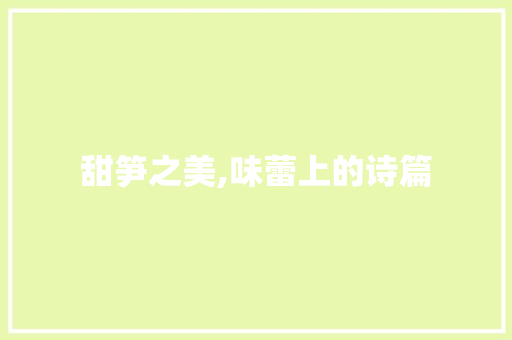 甜笋之美,味蕾上的诗篇