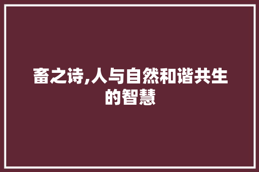 畜之诗,人与自然和谐共生的智慧