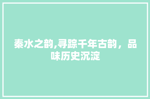 秦水之韵,寻踪千年古韵，品味历史沉淀