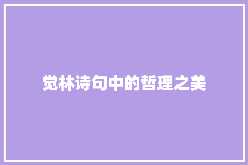 觉林诗句中的哲理之美