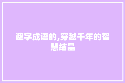 遮字成语的,穿越千年的智慧结晶