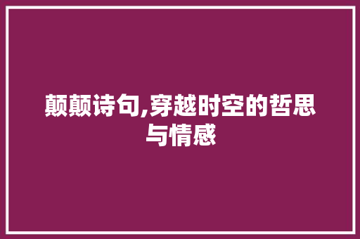 颠颠诗句,穿越时空的哲思与情感