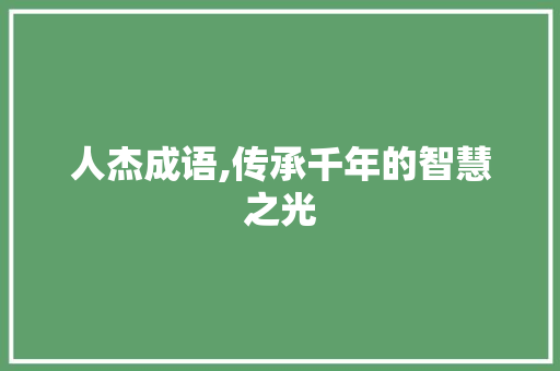 人杰成语,传承千年的智慧之光 职场写作