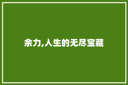 余力,人生的无尽宝藏