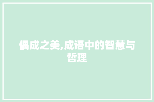 偶成之美,成语中的智慧与哲理