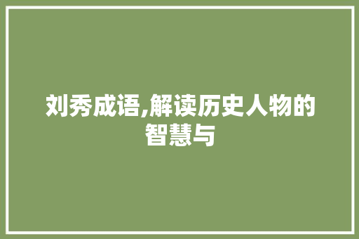 刘秀成语,解读历史人物的智慧与