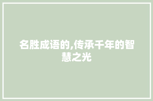 名胜成语的,传承千年的智慧之光