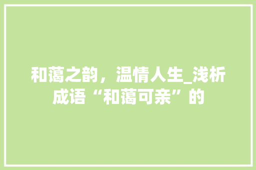 和蔼之韵，温情人生_浅析成语“和蔼可亲”的 会议纪要