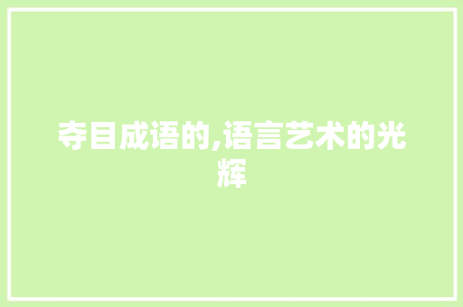 夺目成语的,语言艺术的光辉