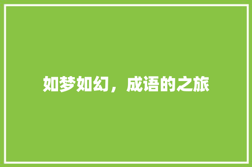如梦如幻，成语的之旅