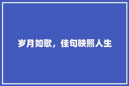 岁月如歌，佳句映照人生