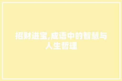 招财进宝,成语中的智慧与人生哲理