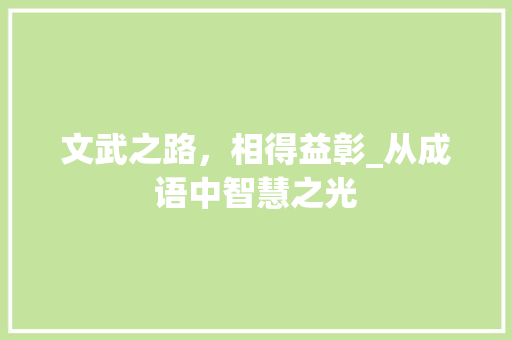 文武之路，相得益彰_从成语中智慧之光 应用文