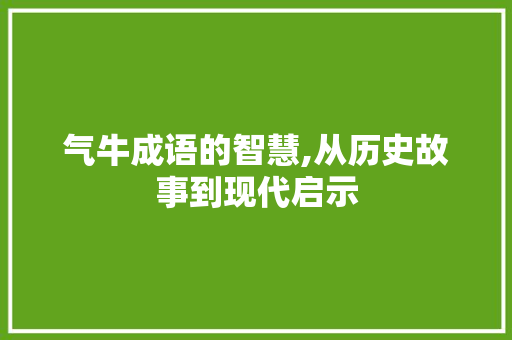 气牛成语的智慧,从历史故事到现代启示