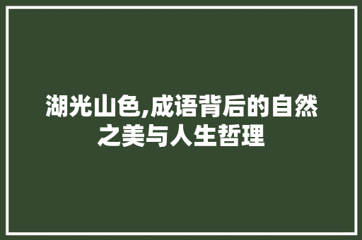 湖光山色,成语背后的自然之美与人生哲理