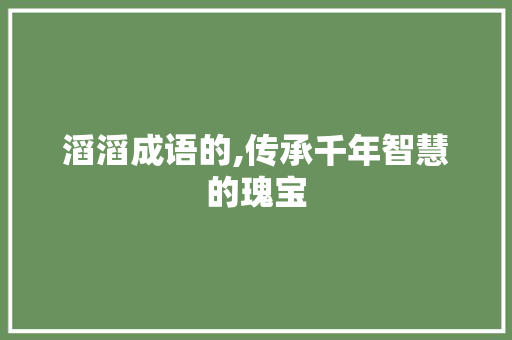 滔滔成语的,传承千年智慧的瑰宝