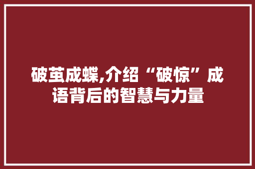 破茧成蝶,介绍“破惊”成语背后的智慧与力量