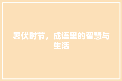 暑伏时节，成语里的智慧与生活