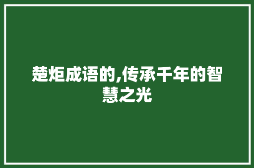 楚炬成语的,传承千年的智慧之光