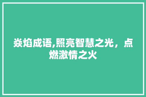 焱焰成语,照亮智慧之光，点燃激情之火