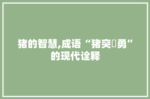 猪的智慧,成语“猪突豨勇”的现代诠释
