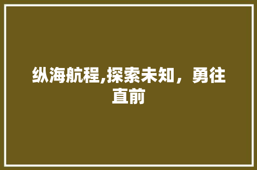 纵海航程,探索未知，勇往直前