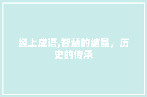 经上成语,智慧的结晶，历史的传承