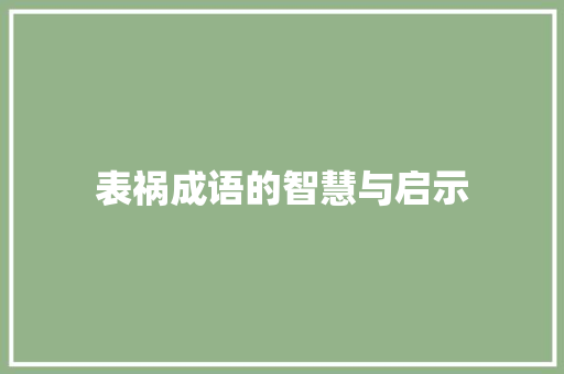 表祸成语的智慧与启示