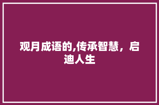 观月成语的,传承智慧，启迪人生