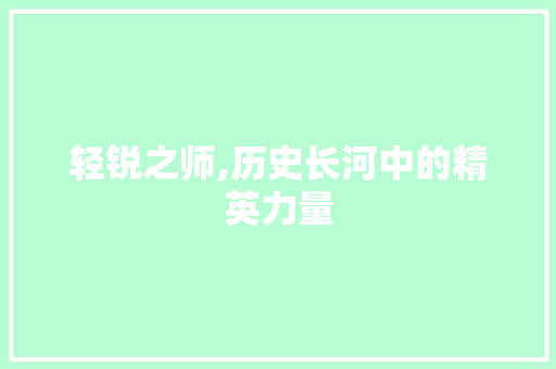 轻锐之师,历史长河中的精英力量