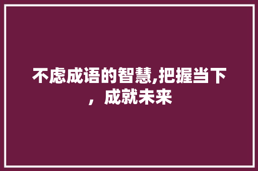 不虑成语的智慧,把握当下，成就未来