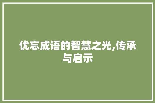优忘成语的智慧之光,传承与启示