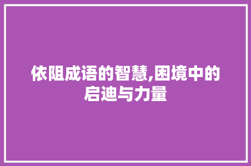 依阻成语的智慧,困境中的启迪与力量