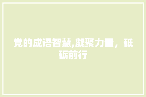 党的成语智慧,凝聚力量，砥砺前行