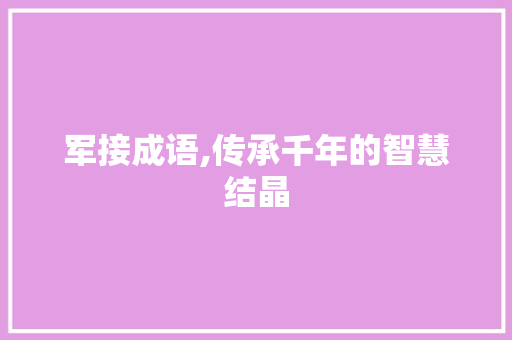 军接成语,传承千年的智慧结晶