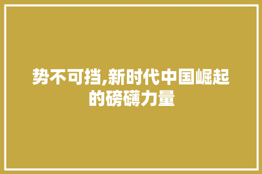 势不可挡,新时代中国崛起的磅礴力量