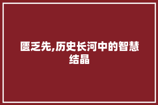 匮乏先,历史长河中的智慧结晶