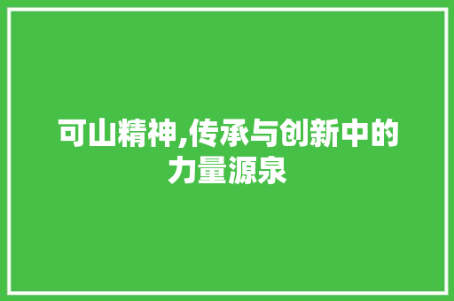 可山精神,传承与创新中的力量源泉