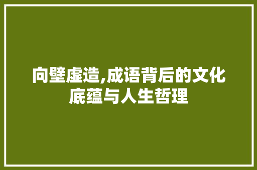 向壁虚造,成语背后的文化底蕴与人生哲理 诗词体裁