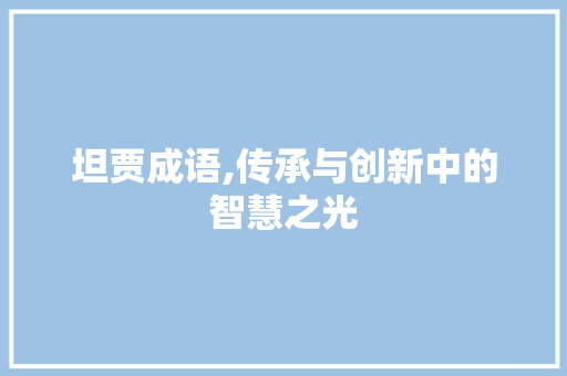 坦贾成语,传承与创新中的智慧之光