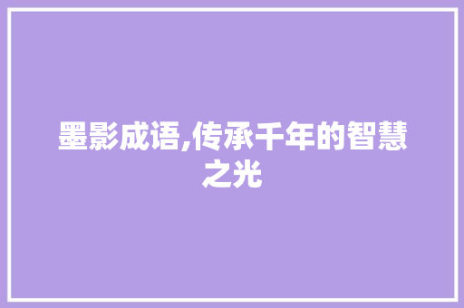 墨影成语,传承千年的智慧之光