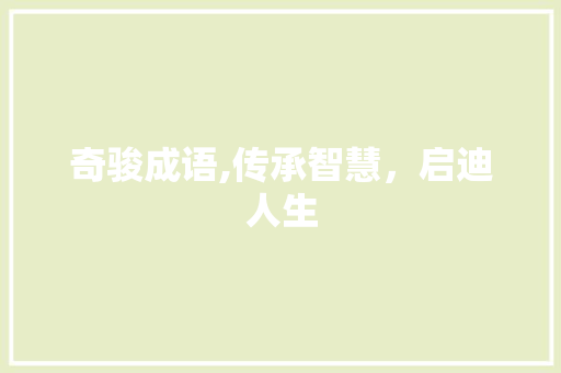 奇骏成语,传承智慧，启迪人生