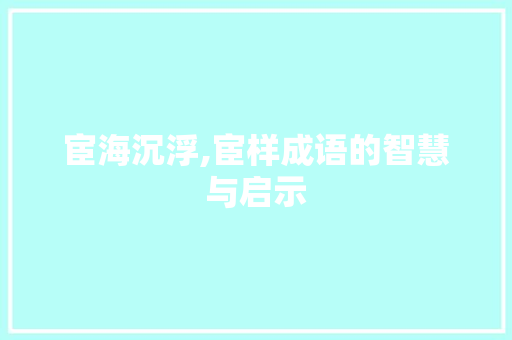 宦海沉浮,宦样成语的智慧与启示