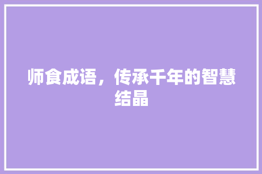 师食成语，传承千年的智慧结晶