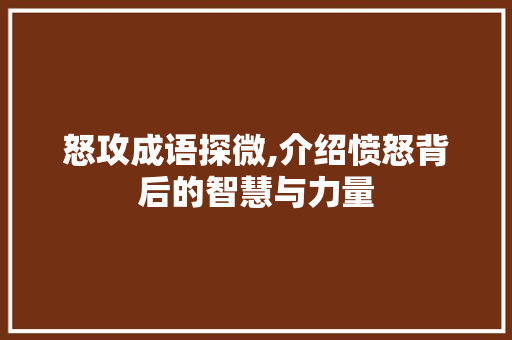 怒攻成语探微,介绍愤怒背后的智慧与力量 工作总结